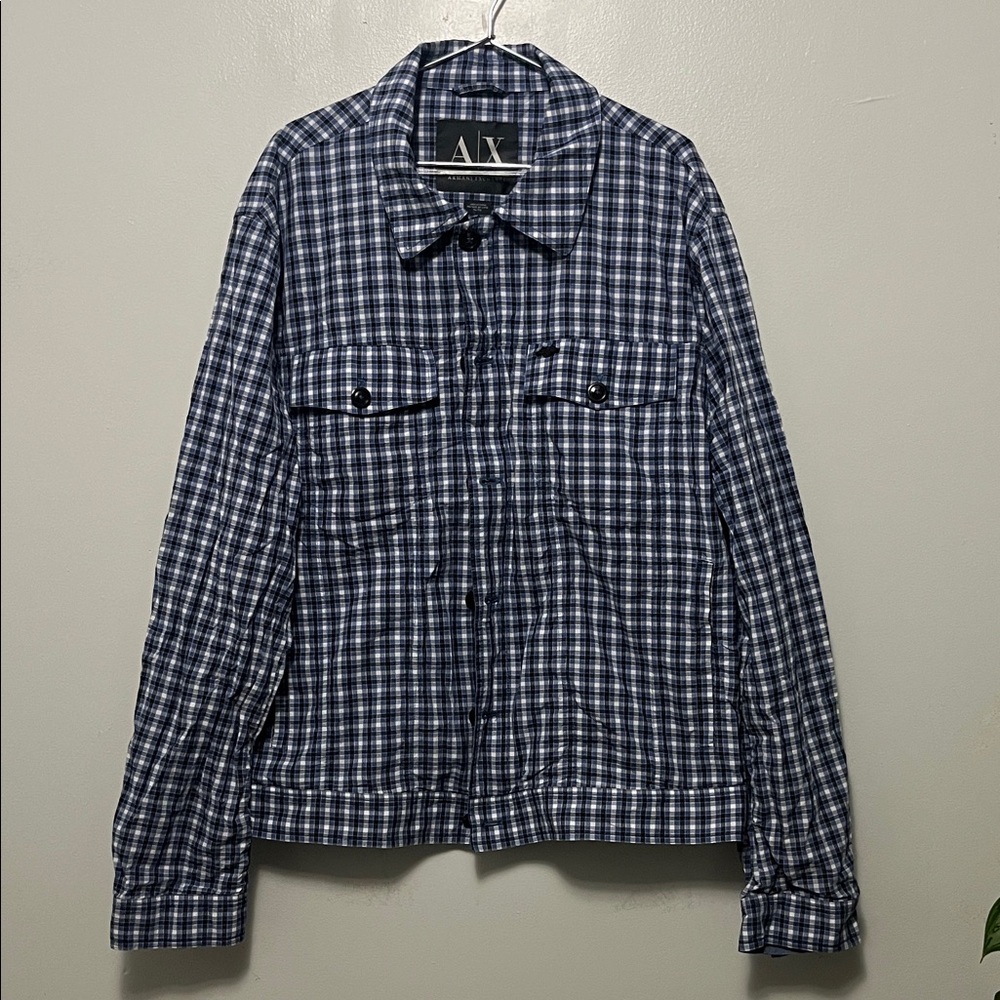 Armani exchange Men's Checkered lightweight Jacket